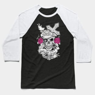 Rock & Roll Forever Skull Illustration Baseball T-Shirt